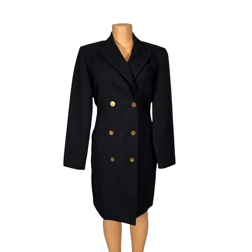Harve Benard Vintage Black 100% Wool Double‎ Breasted Blazer  Size 10